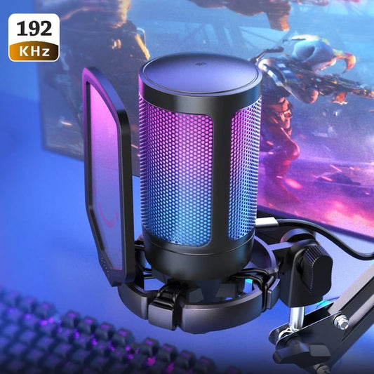 Micrófono RGB A6 con Silencio Rápido y Sonido Profesional – Ideal para Streaming, Gaming y Grabaciones